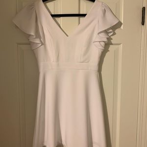 BCBG White Ruffle Sleeve Cocktail Dress